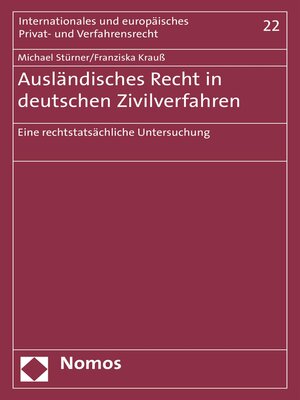 cover image of Ausländisches Recht in deutschen Zivilverfahren